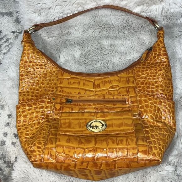 Michael Rome Designs Croc Embossed Italian Leather Bag - Picture 1 of 14